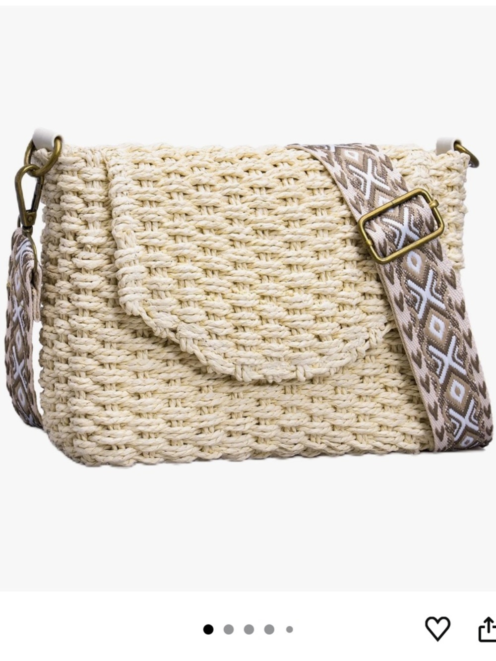 Small Crossbody Bags for Women, Summer Straw Purse with Adjustable Guitar Strap